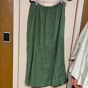 Flax 100% linen Green Maxi Skirt